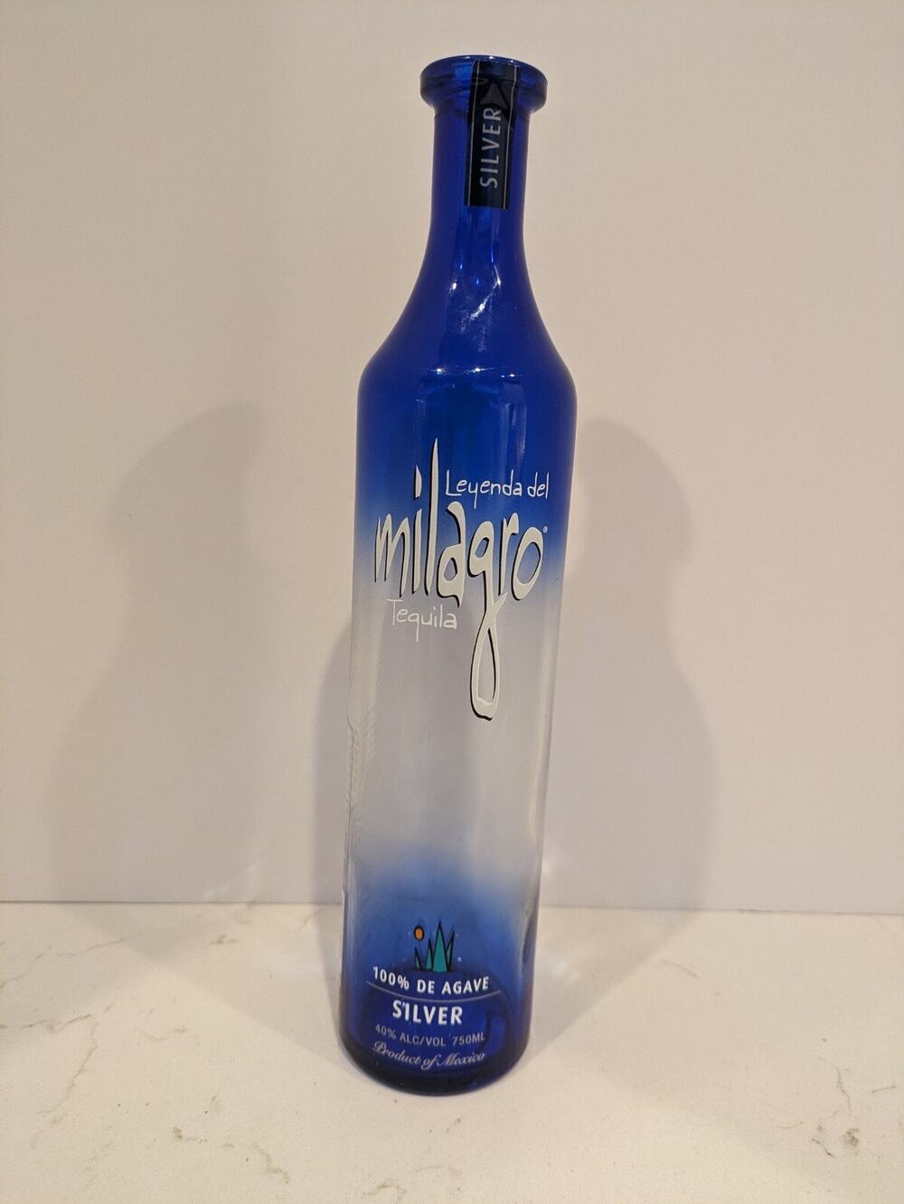 Leyenda Del Milargo Tequila Empty Bottle Blue Decor Crafting